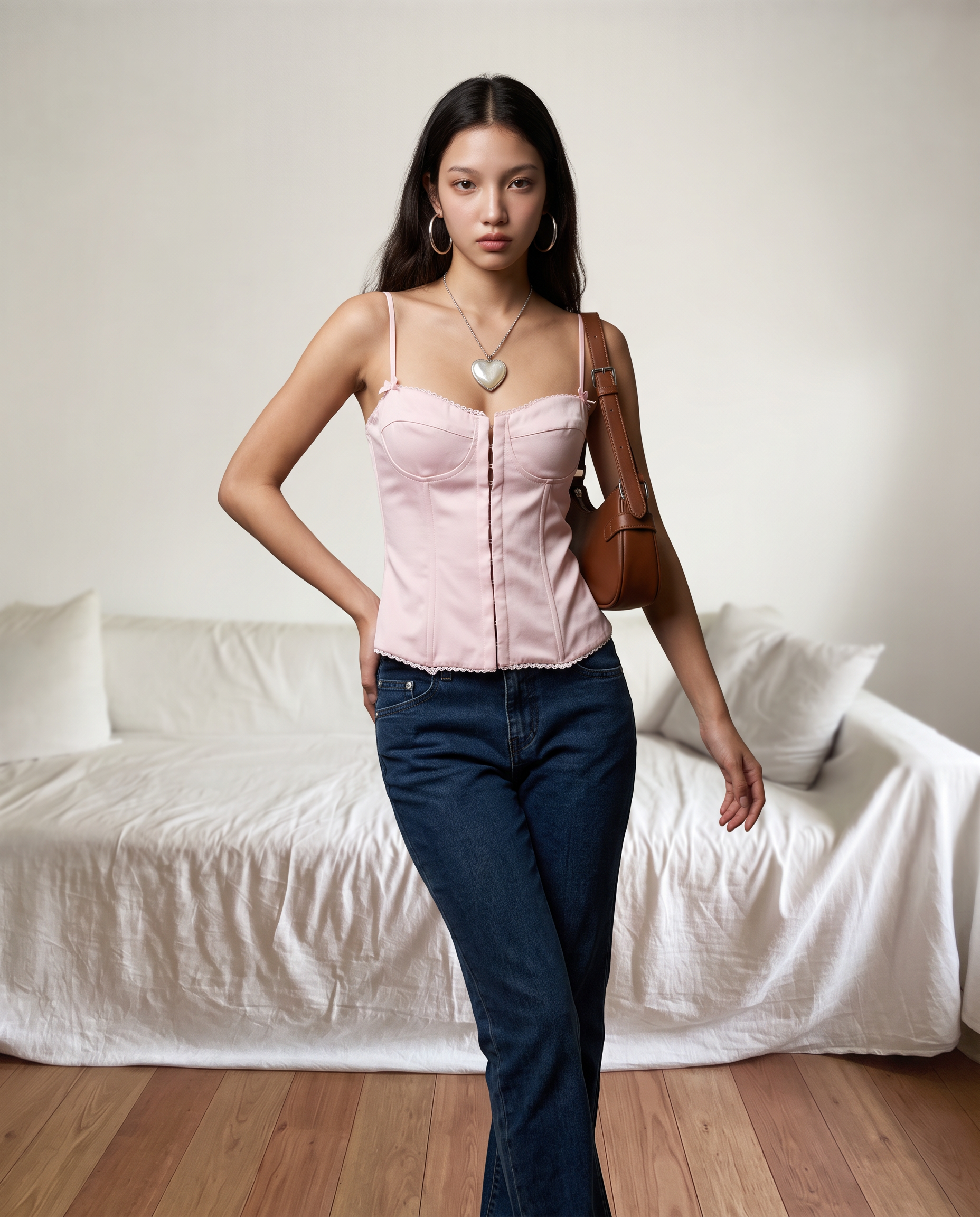 Us Maralyne Satin Corset Top Soft Pink