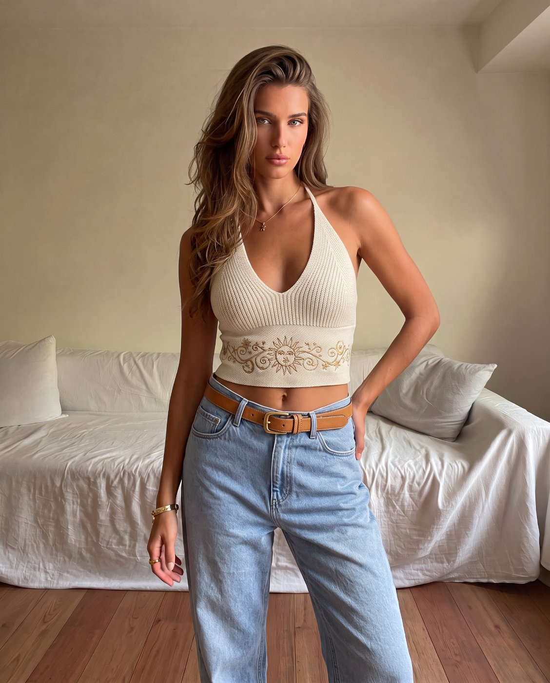 Us ROMWE Hippie Summer Sexy Embroidered Backless Halter Knitted Top | SHEIN USA