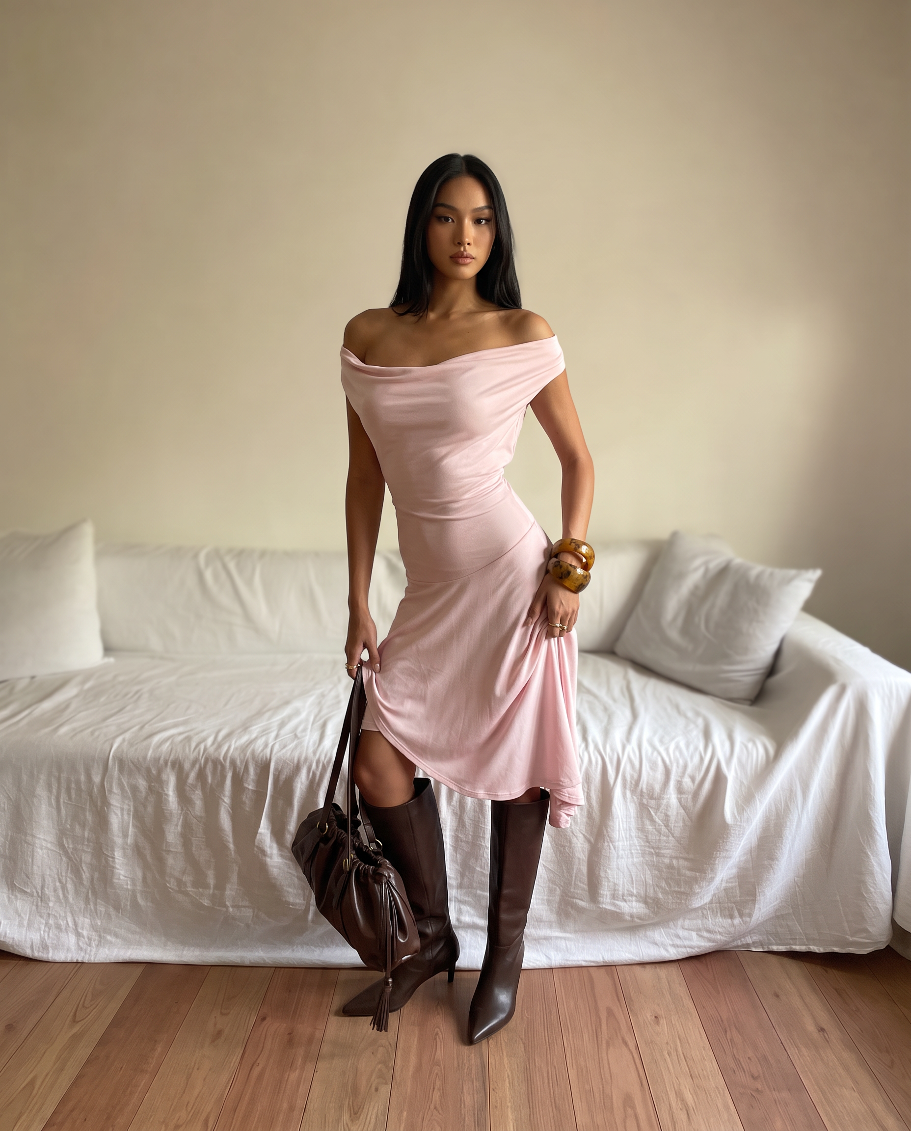 Us Yesina Halter Jersey Midi Dress Pink